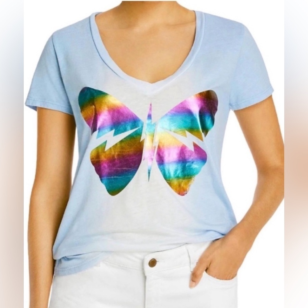 Lauren Moshi Aqua Butterfly Tee